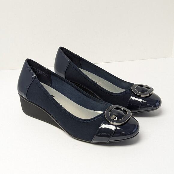 Anne Klein Decklyn Wedge Pumps, Navy, Women's 7.5 - Picture 1 of 6